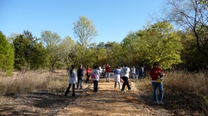 Picture of trail building from the big volunteer day on Nov 8, 2009.