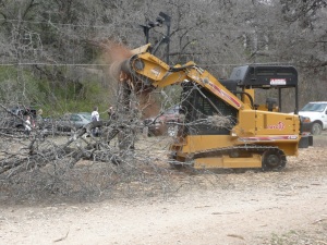The Forestry Mower tackles a dead tree.